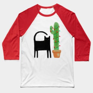 Southwestern Christmas Cat Baseball T-Shirt